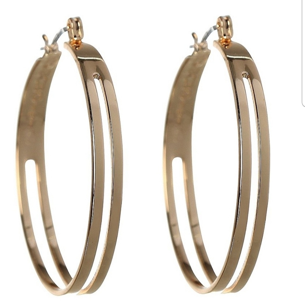 BCBGeneration Gold tone Cut-out Hoop Earrings